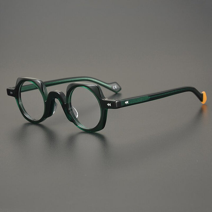 Gatenac Unisex Full Rim Small Round Square Acetate Eyeglasses Gxyj947 Full Rim Gatenac Green