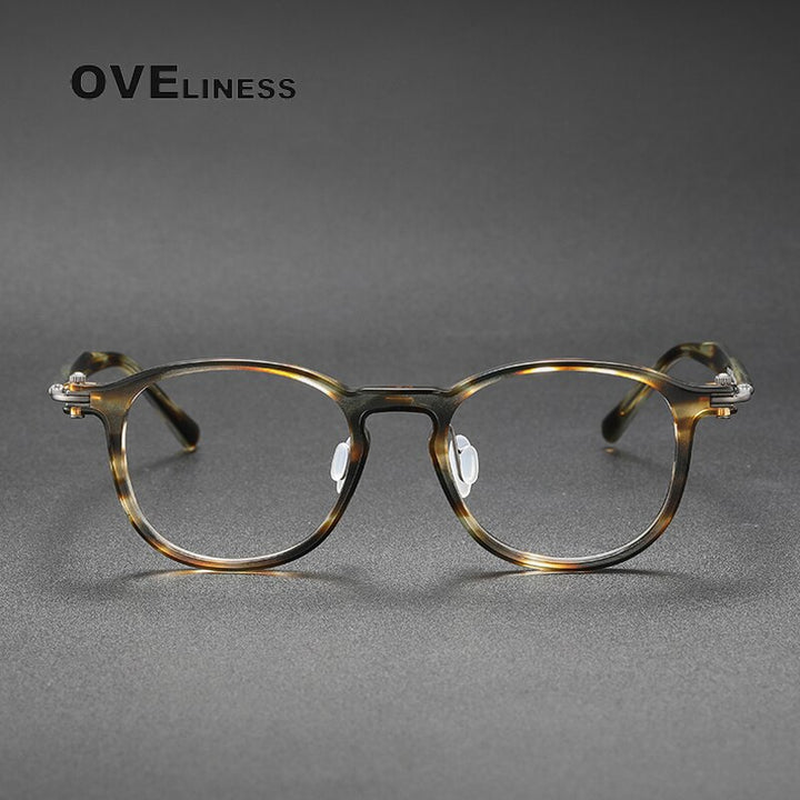 Oveliness Unisex Full Rim Square Acetate Titanium Eyeglasses 5885 Full Rim Oveliness