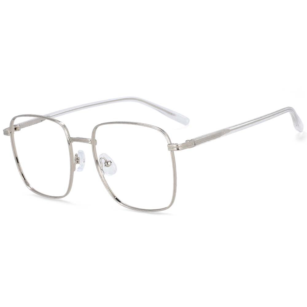 CCspace Unisex Full Rim Oversized Square Alloy Frame Eyeglasses 54312 Full Rim CCspace China C6silver