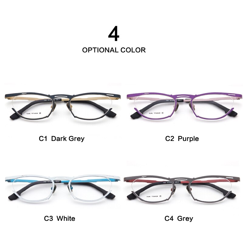 Muzz Women's Semi Rim Oval Cat Eye Titanium Eyeglasses 7761 Semi Rim Muzz