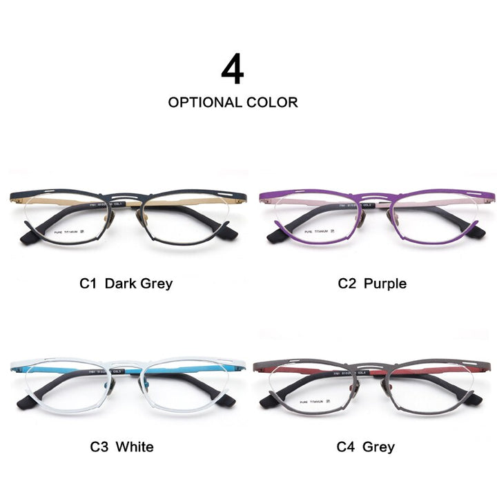 Muzz Women's Semi Rim Oval Cat Eye Titanium Eyeglasses 7761 Semi Rim Muzz