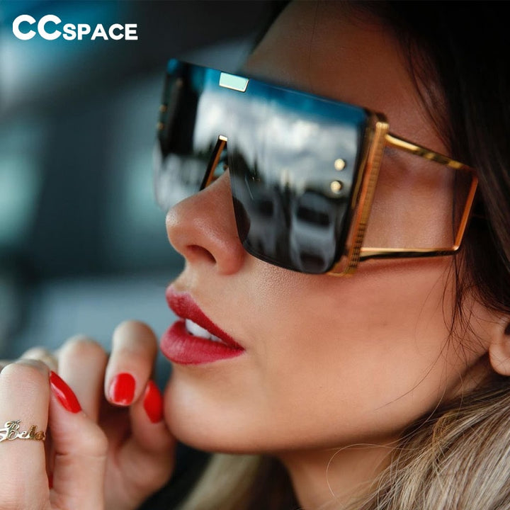 CCspace Unisex Full Rim Oversized Square One Lens Alloy Frame Sunglasses 46588 Sunglasses CCspace Sunglasses