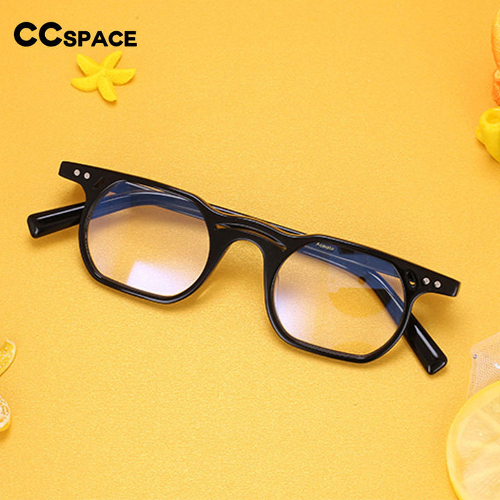 CCspace Unisex Full Rim Polygonal Round Acetate Double Bridge Frame Eyeglasses 54540 Full Rim CCspace