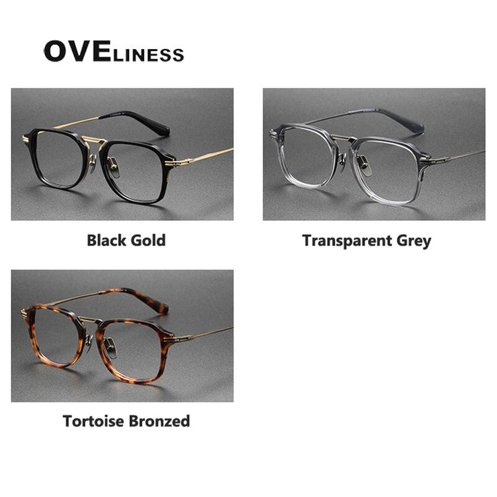 Oveliness Unisex Full Rim Square Acetate Titanium Eyeglasses Dtx413 Full Rim Oveliness