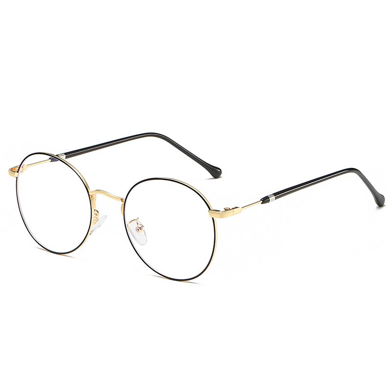 Reven Jate Unisex Full Rim Round Alloy Eyeglasses 1912 Full Rim Reven Jate black golden