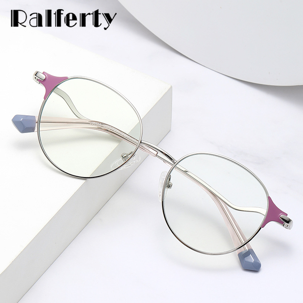 Ralferty Women's Full Rim Round Acetate Alloy Eyeglasses D8630 Full Rim Ralferty   