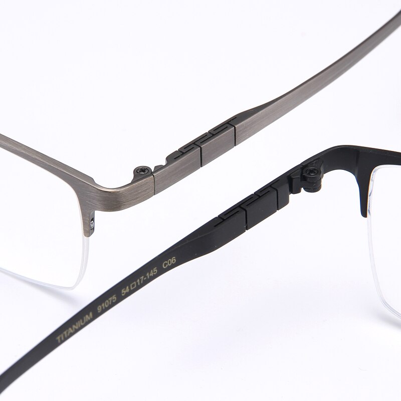 Bclear Men's Semi Rim Square Titanium Eyeglasses My91075 Semi Rim Bclear