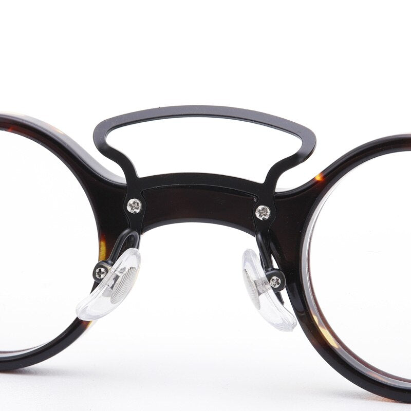 Muzz Unisex Full Rim Small Round Acetate Double Bridge Hand Crafted Frame Eyeglasses 56011 Full Rim Muzz