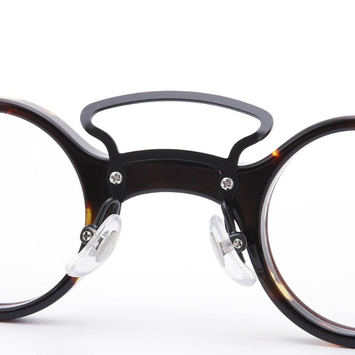 Muzz Unisex Full Rim Small Round Acetate Double Bridge Hand Crafted Frame Eyeglasses 56011 Full Rim Muzz