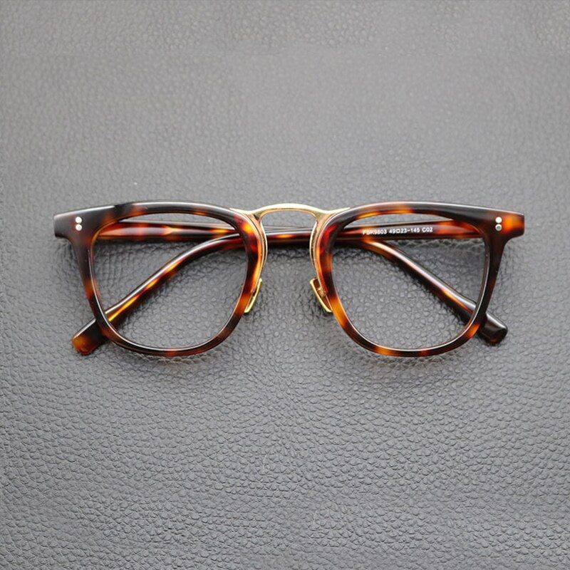 Gatenac Unisex Full Rim Oval Square Acetate Eyeglasses Gxyj843 Full Rim Gatenac Tortoise Gold