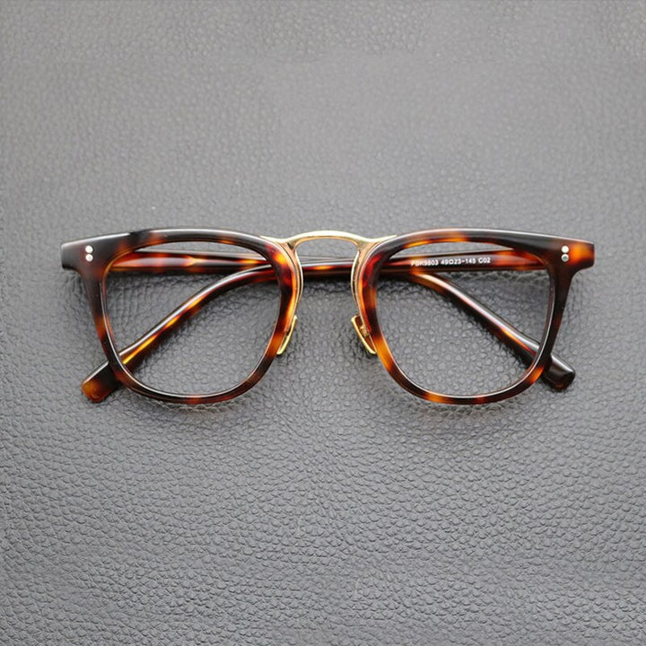 Gatenac Unisex Full Rim Oval Square Acetate Eyeglasses Gxyj843 Full Rim Gatenac Tortoise Gold
