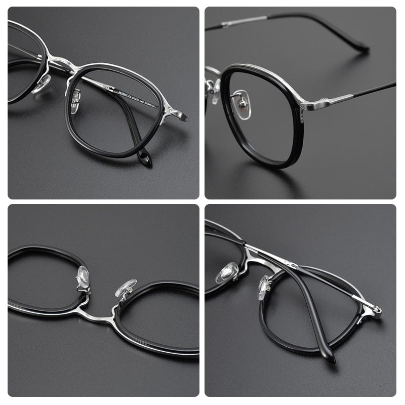 Gatenac Unisex Full Rim Round Square Titanium Eyeglasses Gxyj964 Full Rim Gatenac
