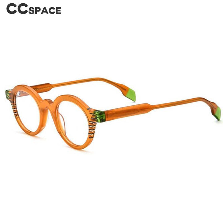 CCspace Unisex Full Rim Round Acetate Eyeglasses 53153 Full Rim CCspace