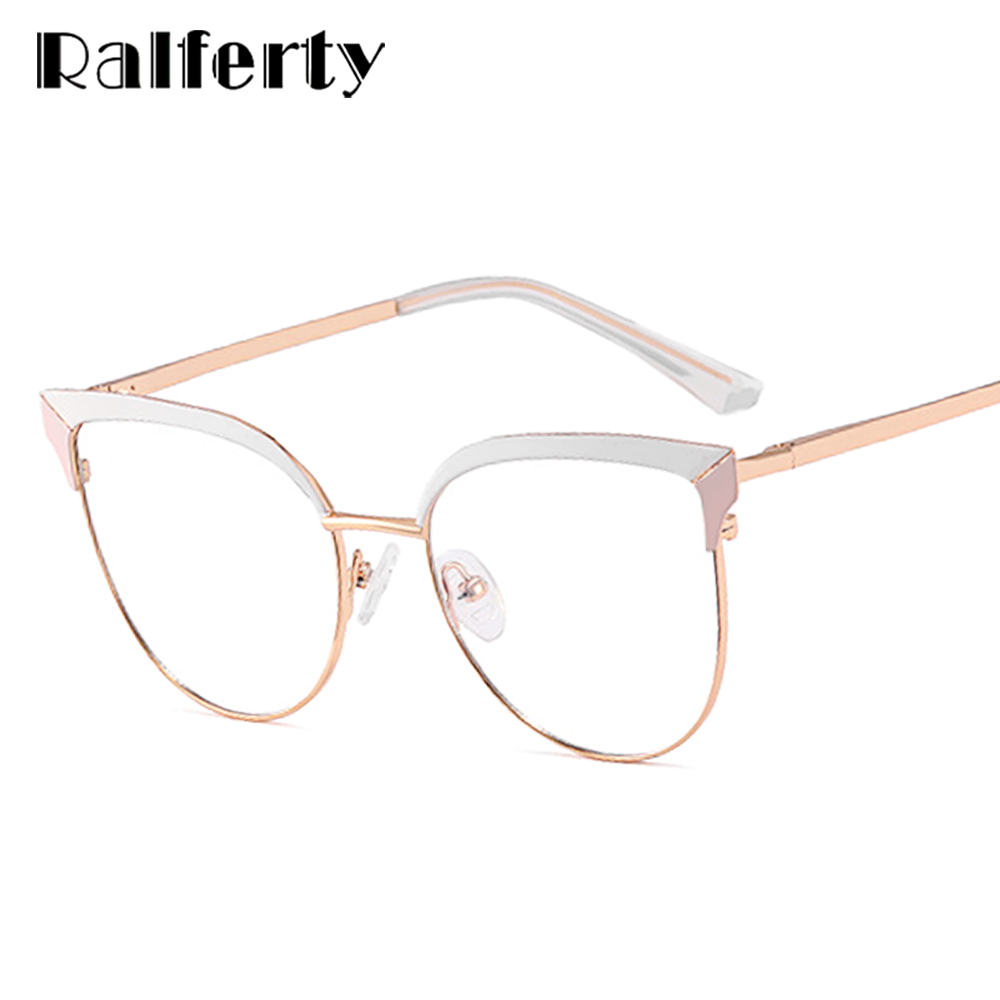 Ralferty Women's Full Rim Oval Cat Eye Acetate Alloy Eyeglasses F91226 Full Rim Ralferty