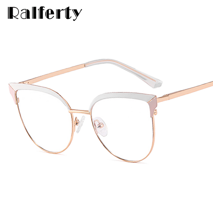 Ralferty Women's Full Rim Oval Cat Eye Acetate Alloy Eyeglasses F91226 Full Rim Ralferty