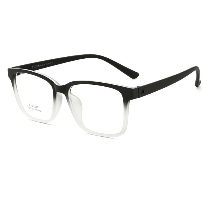 Yimaruili Unisex Full Rim Large Square Screwless Tr 90 Eyeglasses Full Rim Yimaruili Eyeglasses Gradient Matte Black