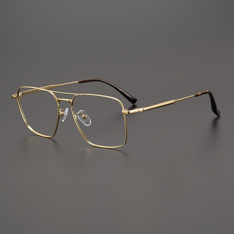 Gatenac Unisex Full Rim Square Double Bridge Alloy Eyeglasses Gxyj991 Full Rim Gatenac Gold