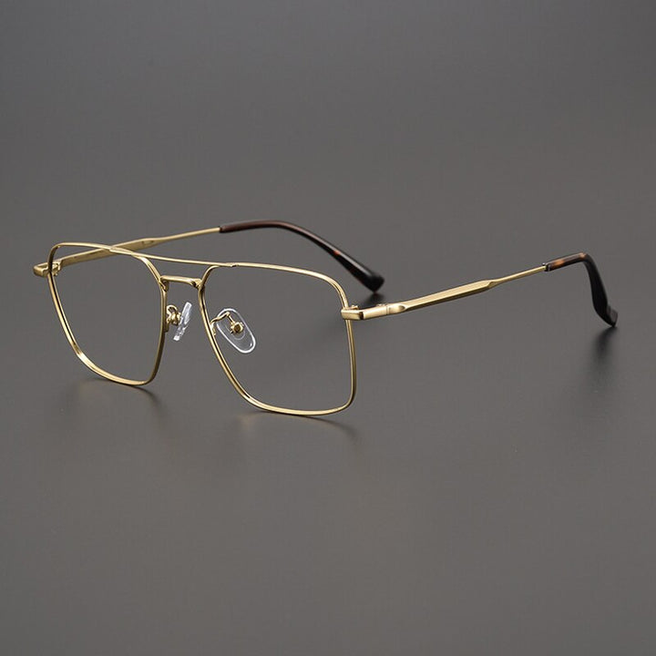 Gatenac Unisex Full Rim Square Double Bridge Alloy Eyeglasses Gxyj991 Full Rim Gatenac Gold
