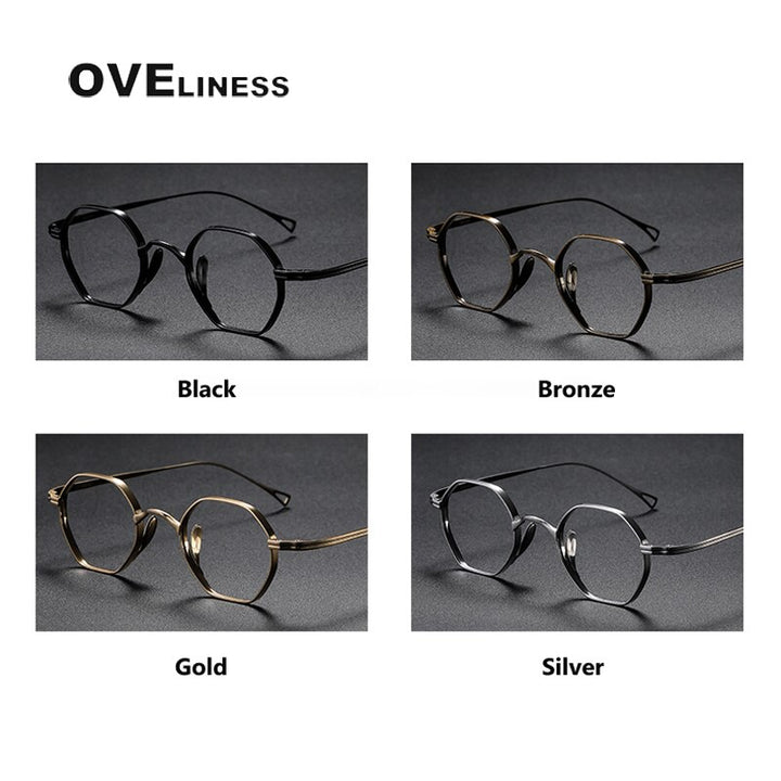 Oveliness Unisex Full Rim Irregular Round Titanium Eyeglasses Ol1y52 Full Rim Oveliness