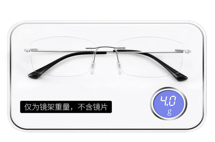 Zirosat Unisex Rimless Square Titanium Anti Blue Light Reading Glasses 8161 Reading Glasses Zirosat