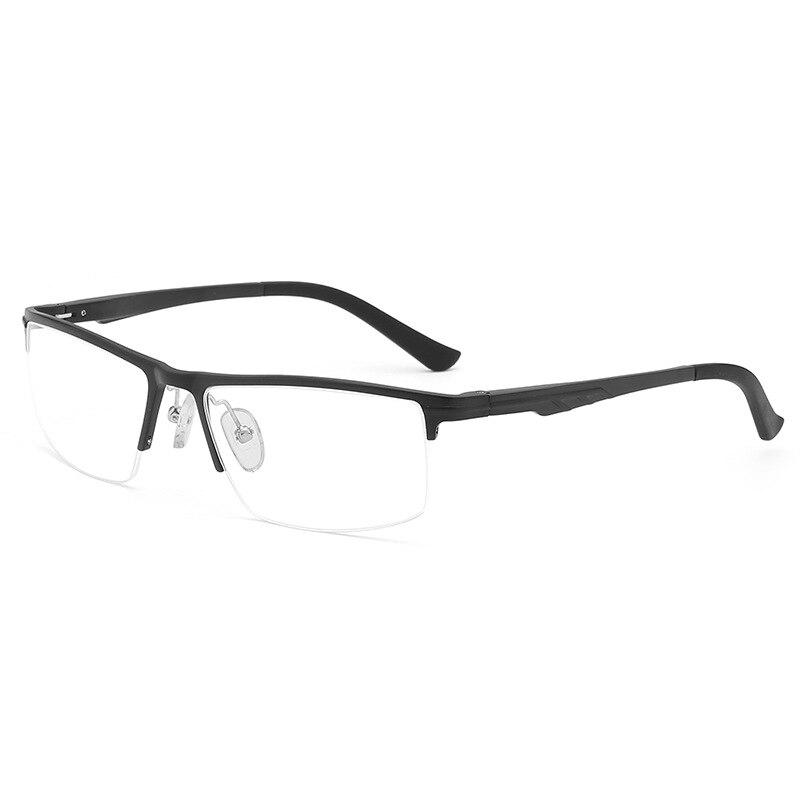 Hdcrafter Men's Semi Rim Rectangle Tr 90 Alloy Eyeglasses Kl6122 Semi Rim Hdcrafter Eyeglasses Black