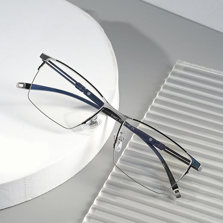 Hotochki Men's Full Rim Square Tr 90 Titanium Frame Eyeglasses T8602t Full Rim Hotochki