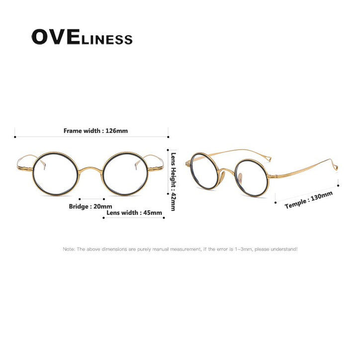 Oveliness Unisex Full Rim Round Acetate Titanium Eyeglasses 123 Full Rim Oveliness