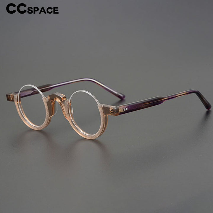 CCspace Unisex Semi Rim Round Acetate Eyeglasses 55258 Semi Rim CCspace