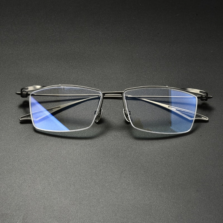 Gatenac Unisex Semi Rim Square Titanium Eyeglasses Gxyj936 Semi Rim Gatenac