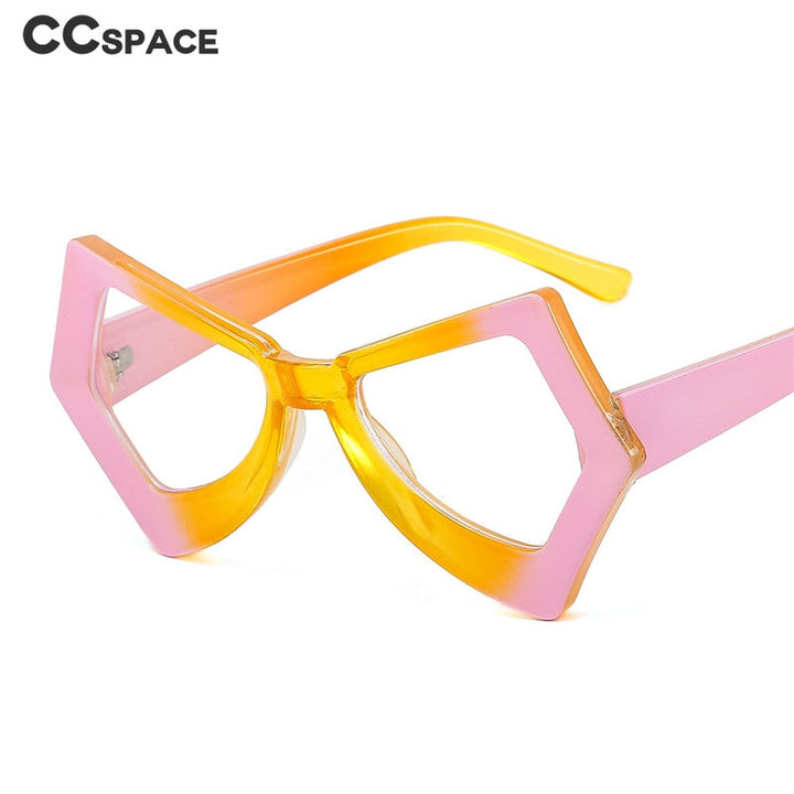 CCspace Unisex Full Rim Polygonal Cat Eye Acetate Frame Eyeglasses 54620 Full Rim CCspace