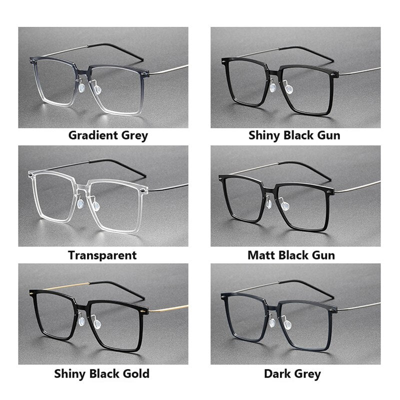 Oveliness Unisex Full Rim Square Acetate Titanium Eyeglasses Full Rim Oveliness
