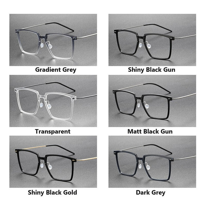 Oveliness Unisex Full Rim Square Acetate Titanium Eyeglasses Full Rim Oveliness