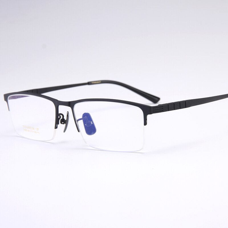 Bclear Men's Semi Rim Square Titanium Eyeglasses My91065 Semi Rim Bclear Matte Black