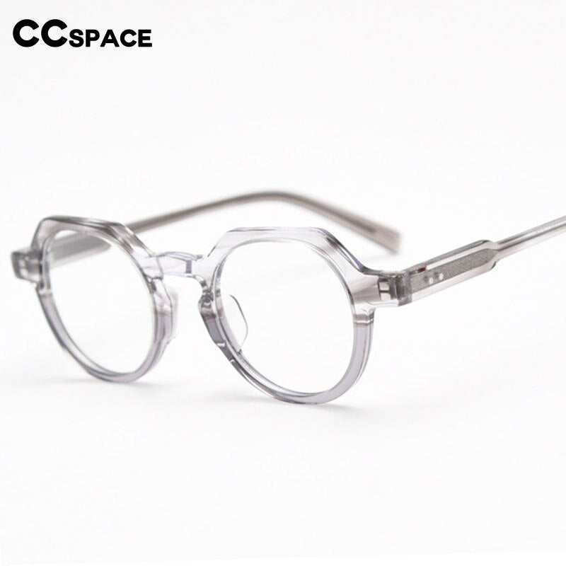 CCspace Unisex Full Rim Polygon Acetate Eyeglasses 55273 Full Rim CCspace