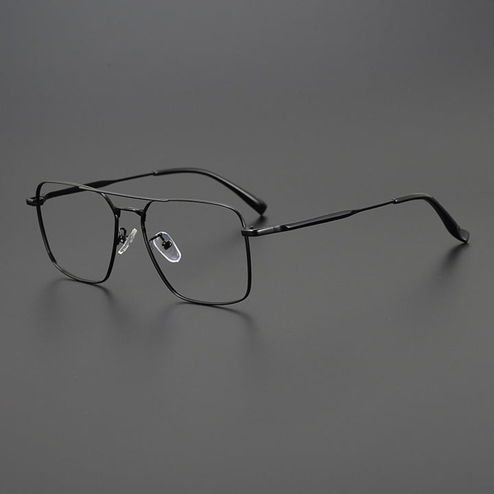 Gatenac Unisex Full Rim Square Double Bridge Alloy Eyeglasses Gxyj991 Full Rim Gatenac Black