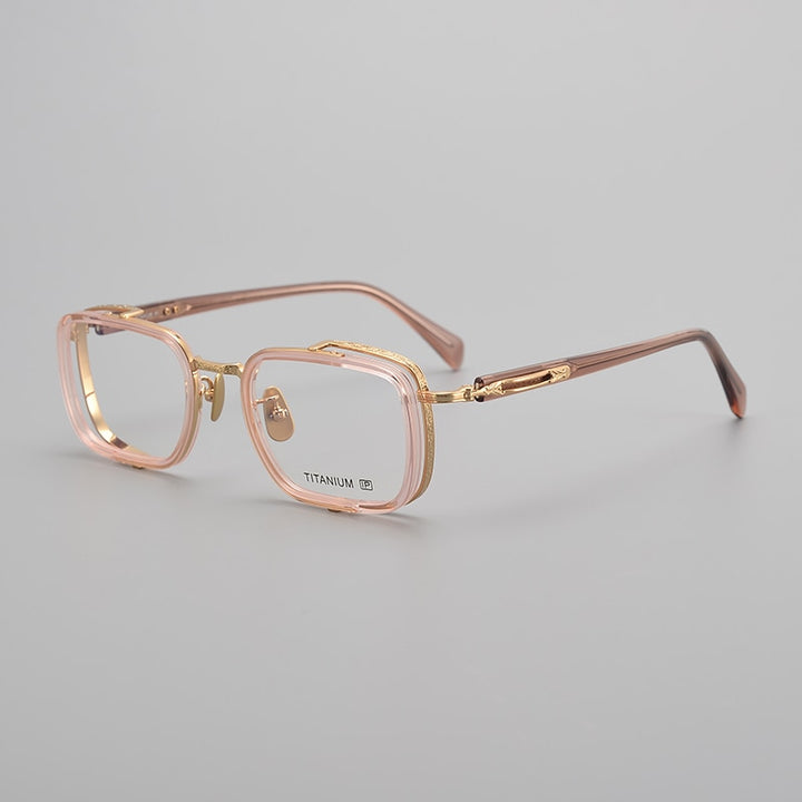 Muzz Unisex Full Rim Square Acetate Titanium Eyeglasses E005 Full Rim Muzz C3