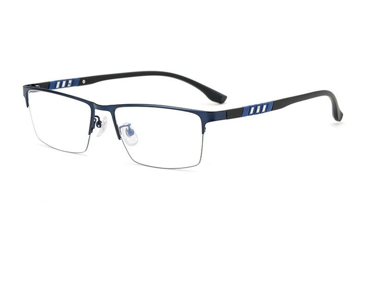 Chashma Unisex Semi Rim Stainless Steel Frame Eyeglasses Semi Rim Chashma Blue