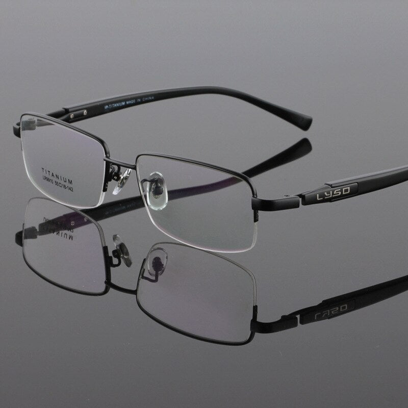 Zirosat Unisex Semi Rim Square Titanium Eyeglasses 9910 Semi Rim Zirosat Black