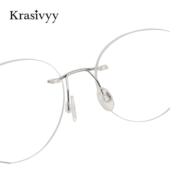 Krasivyy Unisex Rimless Round Screwless Titanium Rimless Eyeglasses Kr5012 Rimless Krasivyy