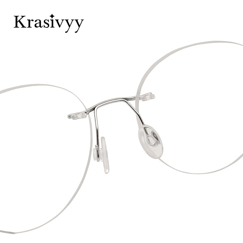 Krasivyy Unisex Rimless Round Screwless Titanium Rimless Eyeglasses Kr5012 Rimless Krasivyy   