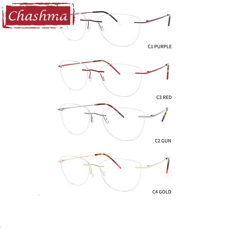 Chashma Ottica Unisex Rimless Square Cat Eye Titanium Eyeglasses 8012 Rimless Chashma Ottica
