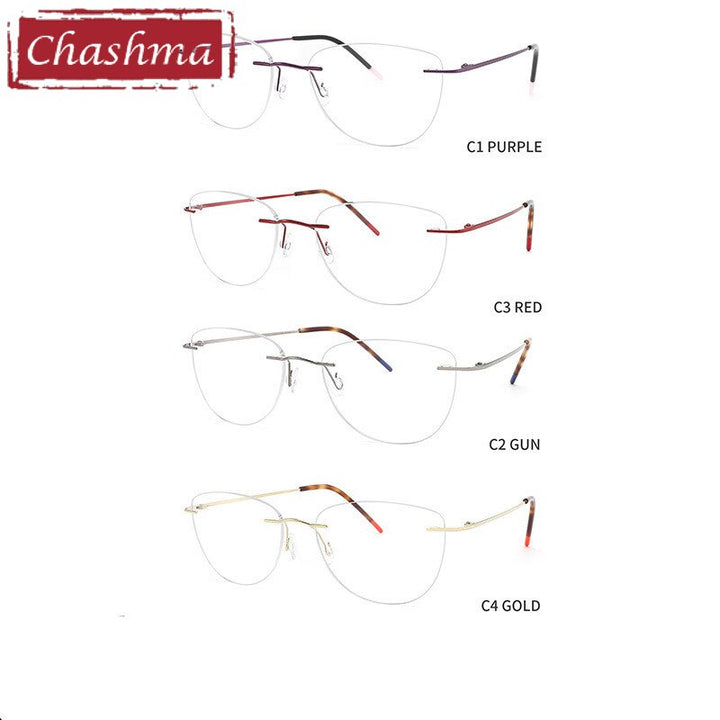 Chashma Ottica Unisex Rimless Square Cat Eye Titanium Eyeglasses 8012 Rimless Chashma Ottica