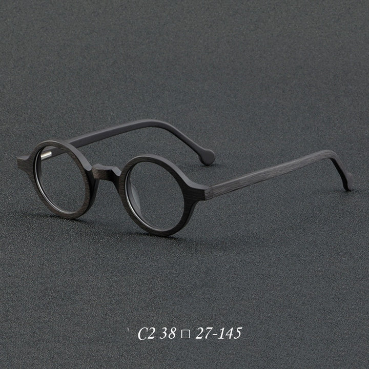 CCspace Unisex Full Rim Round Acetate Eyeglasses 55724 Full Rim CCspace BlackGrain China