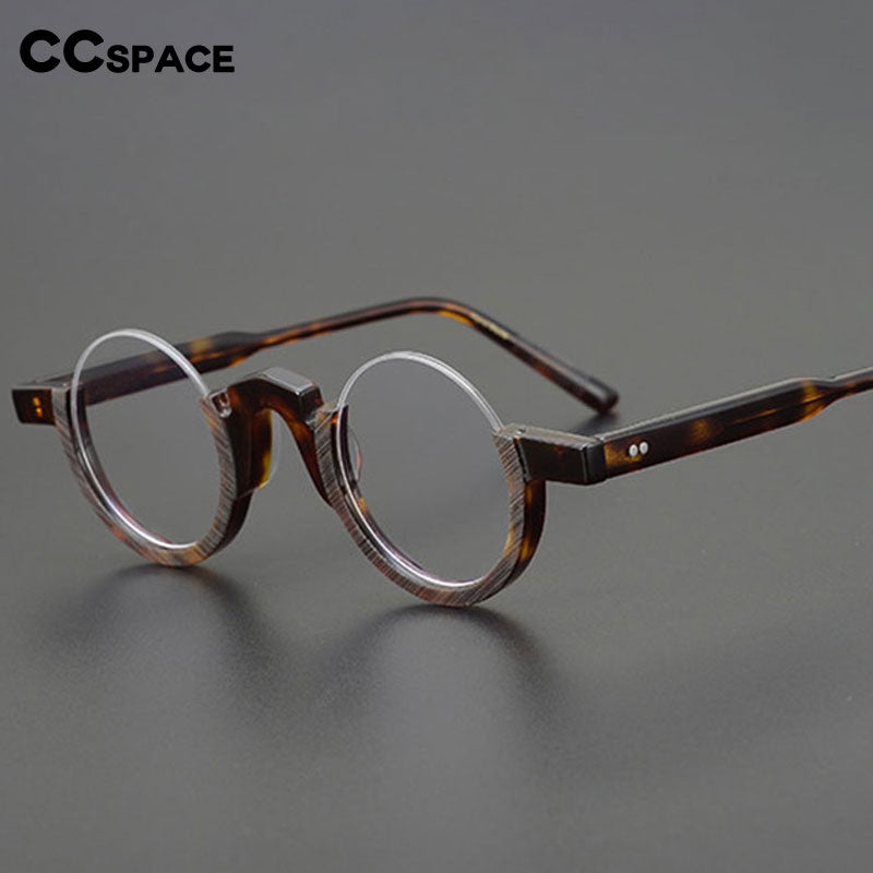 CCspace Unisex Semi Rim Round Acetate Eyeglasses 55258 Semi Rim CCspace
