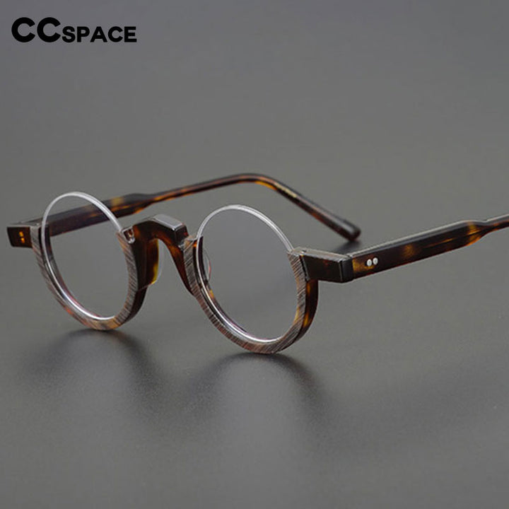 CCspace Unisex Semi Rim Round Acetate Eyeglasses 55258 Semi Rim CCspace