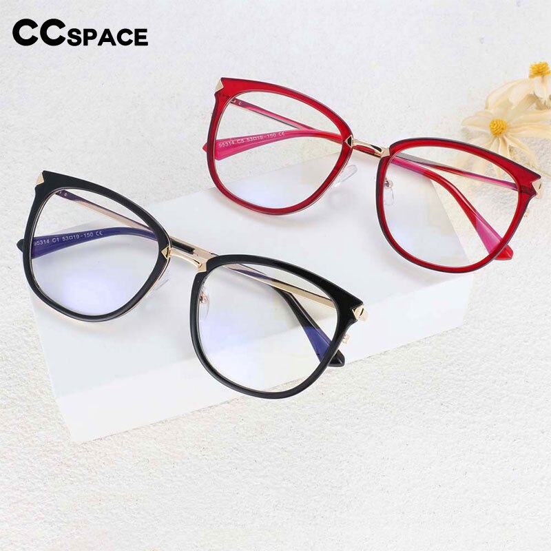 CCspace Women's Full Rim Square Round Tr 90 Titanium Frame Eyeglasses 54156 Full Rim CCspace