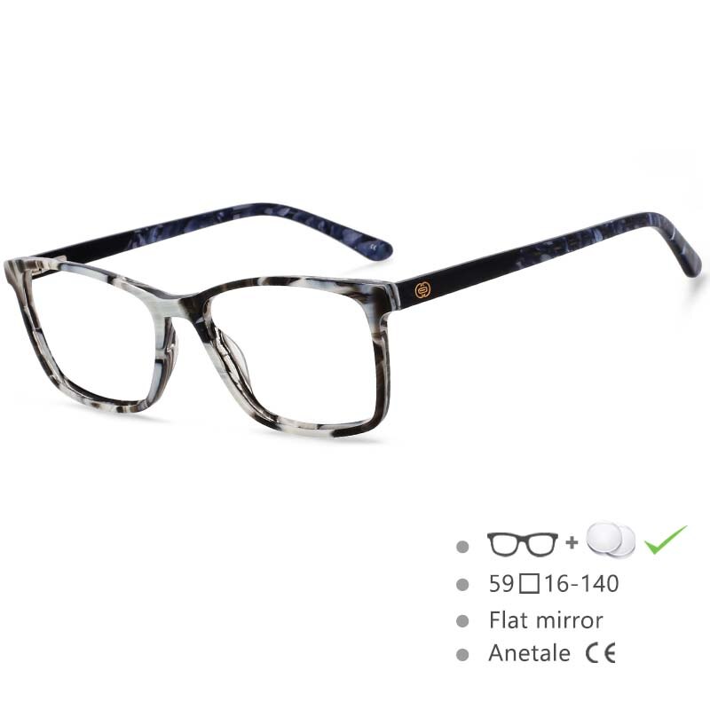 CCspace Men's Full Rim Square Acetate Frame Eyeglasses 54553 Full Rim CCspace Marble China