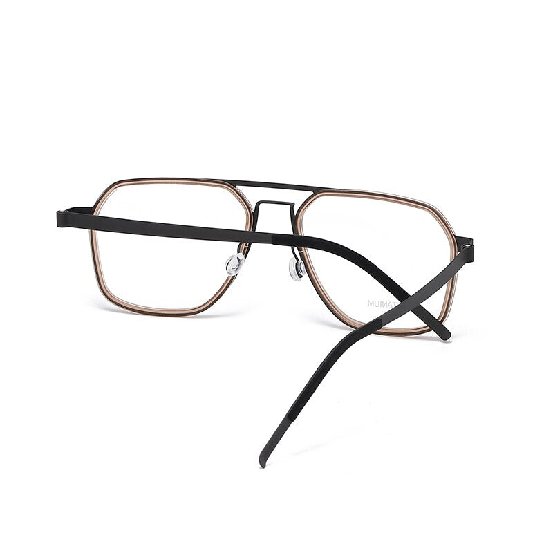 Zirosat Unisex Full Rim Polygon Double Bridge Titanium Acetate Eyeglasses 9753 Full Rim Zirosat
