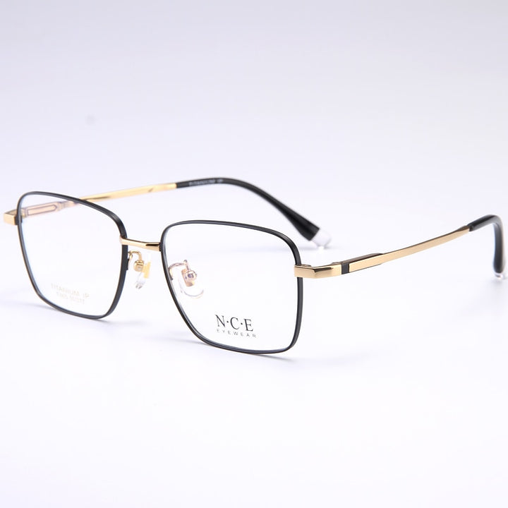 Bclear Men's Full Rim Square Titanium Frame Eyeglasses My005 Full Rim Bclear black gold  