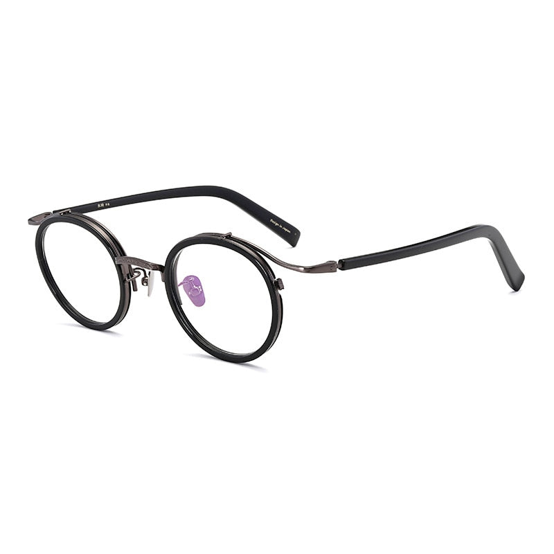 CCspace Unisex Full Rim Round Acetate Titanium Punk Frame Eyeglasses 54243 Full Rim CCspace black
